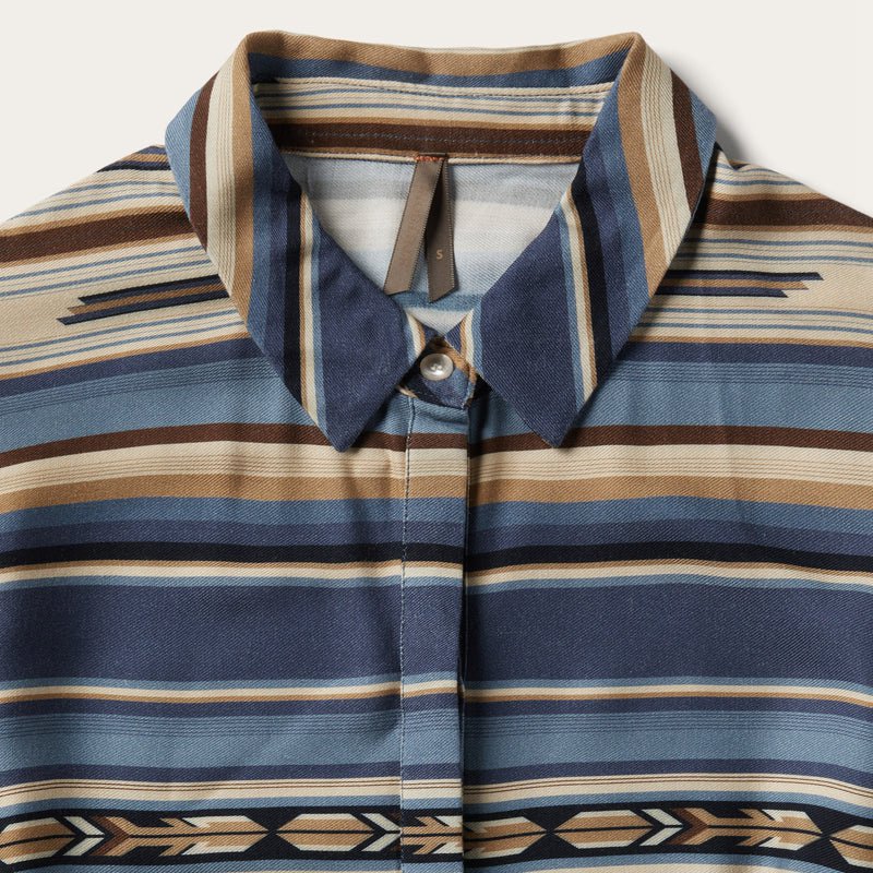 Blue Stetson Serape Print Rayon Twill Women's Dresses | UK 30ZHPAJDK