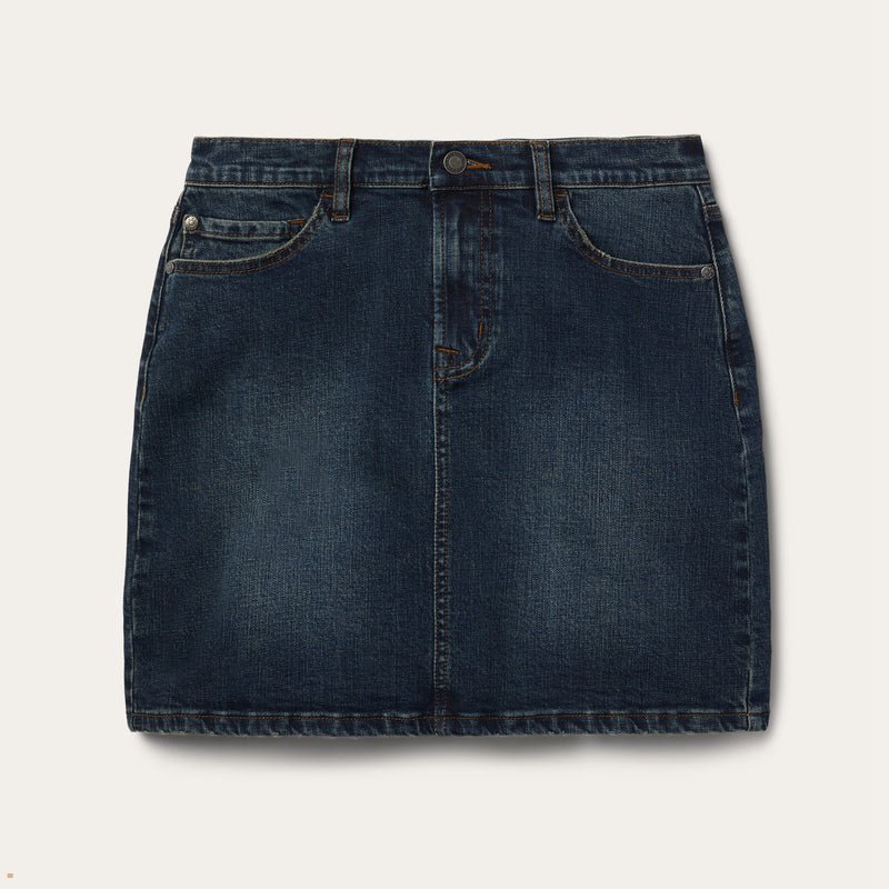 Blue Stetson Stretch Denim 5-Pocket Women\'s Skirts | UK 74MWOCUSJ