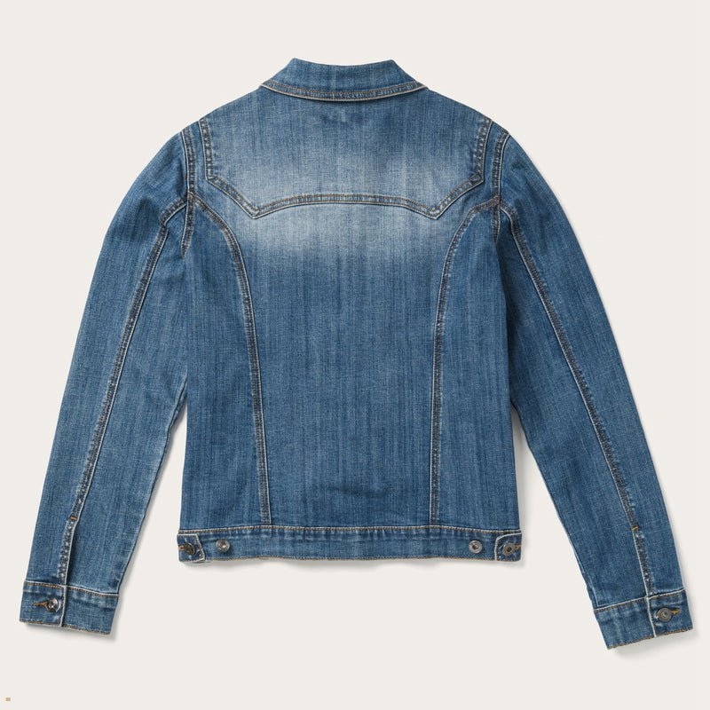 Blue Stetson Stretch Denim Jacket Women's Shirts | UK 83SBJIROV