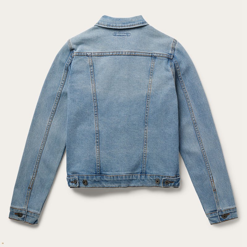 Blue Stetson Stretch Denim Women's Jackets | UK 17LVGZEIU