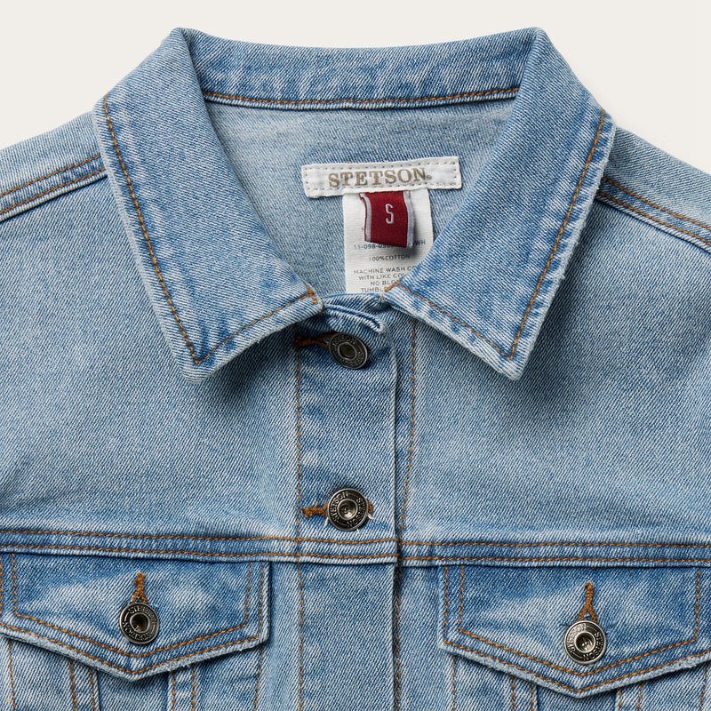 Blue Stetson Stretch Denim Women's Jackets | UK 17LVGZEIU