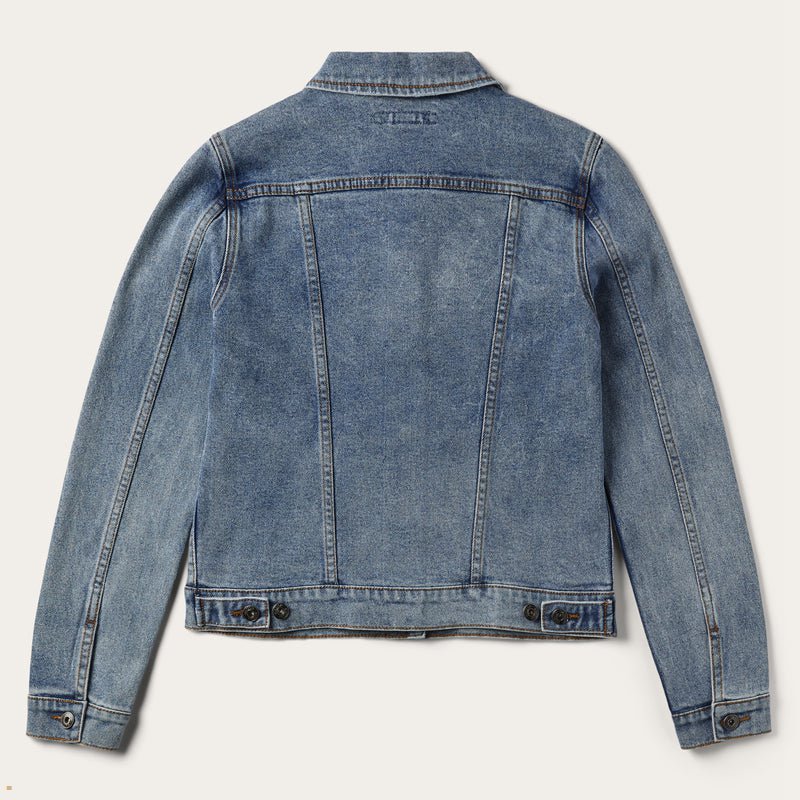 Blue Stetson Stretch Denim Women's Jackets | UK 41NUPAYFE