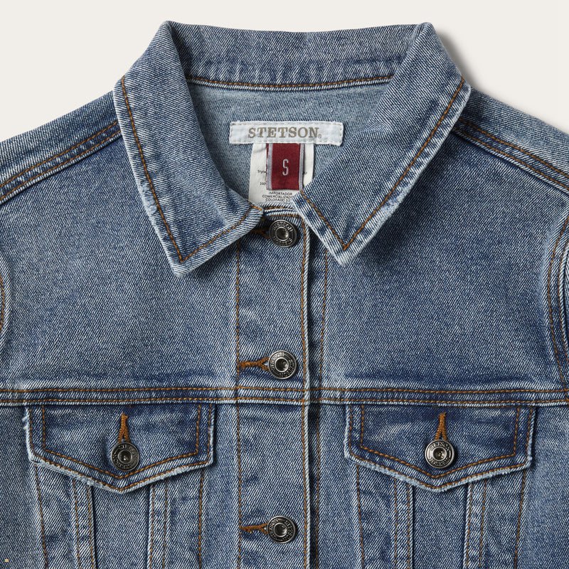 Blue Stetson Stretch Denim Women's Jackets | UK 41NUPAYFE