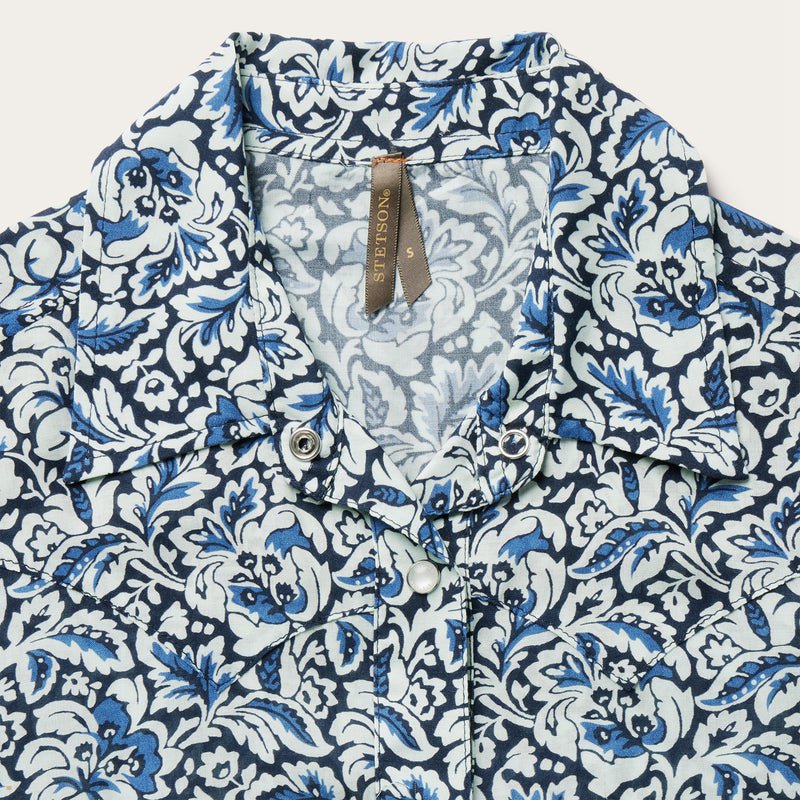 Blue Stetson Tapestry Print Women's Shirts | UK 67HOYGEIK