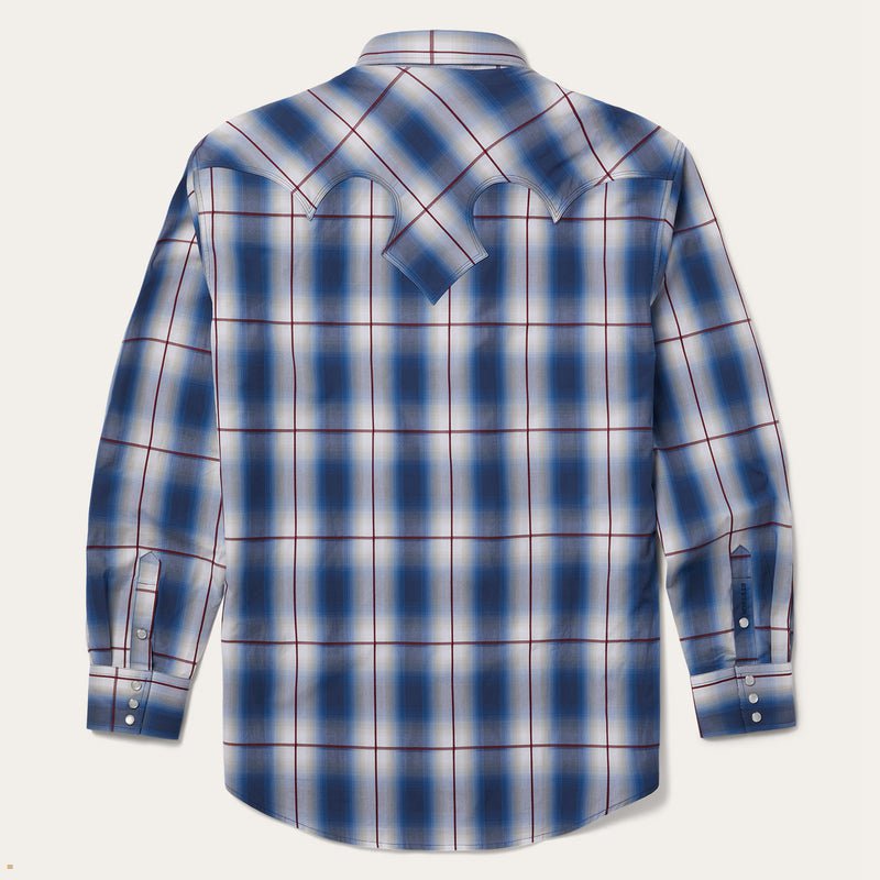 Blue Stetson Western Men's Shirts | UK 81VDFTPZY