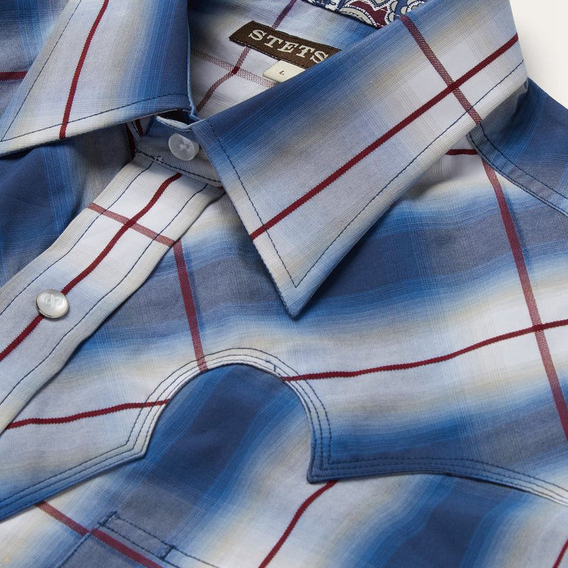 Blue Stetson Western Men's Shirts | UK 81VDFTPZY