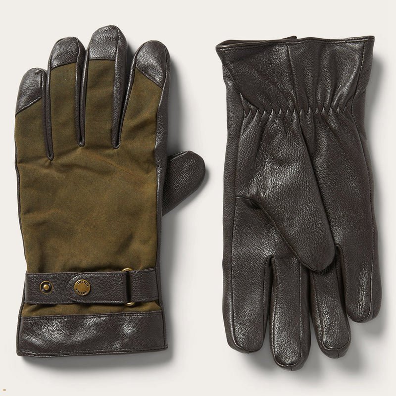 Brown Olive Stetson Goat Napa Men's Gloves | UK 46RTOUJAQ