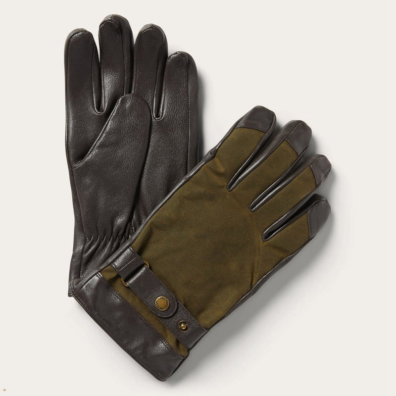 Brown Olive Stetson Goat Napa Men\'s Gloves | UK 46RTOUJAQ