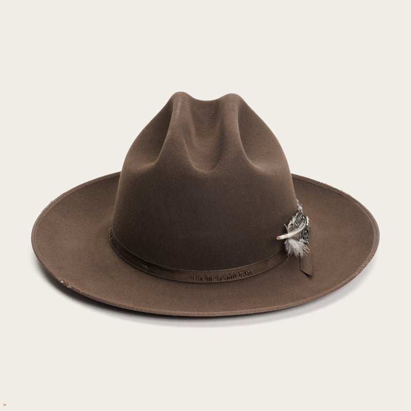 Brown Stetson 1865 Distressed Open Road Royal Deluxe Women\'s Western Hats | UK 57CBEKOIW