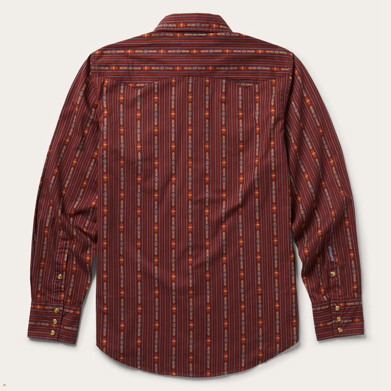 Brown Stetson Aztec Modern Fit Men's Shirts | UK 50FMAEGRH