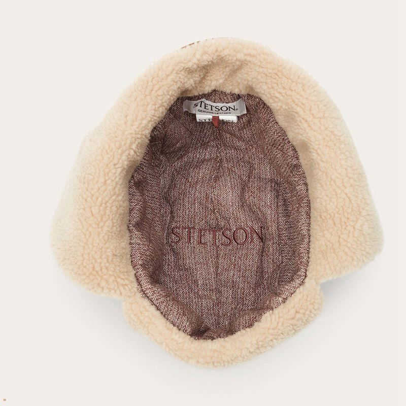 Brown Stetson Bomber Cap Calf Split Men's Outdoor Hats | UK 35HTASOLU