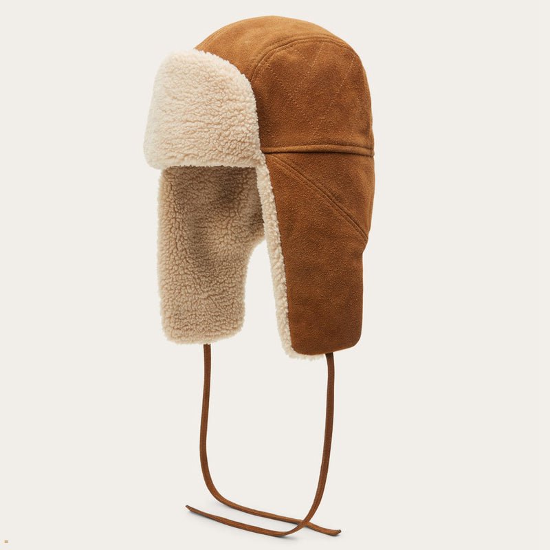 Brown Stetson Bomber Cap Calf Split Women's Outdoor Hats | UK 97WIQSXAD