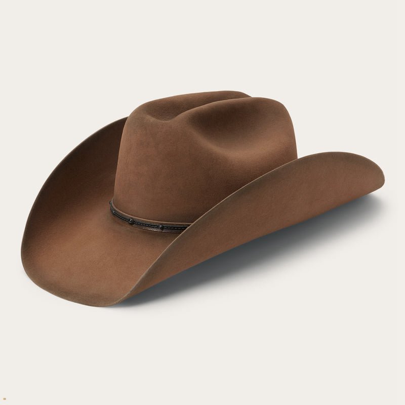 Brown Stetson Boss Of The Plains 6x Men's Cowboy Hats | UK 75MHTIGAY