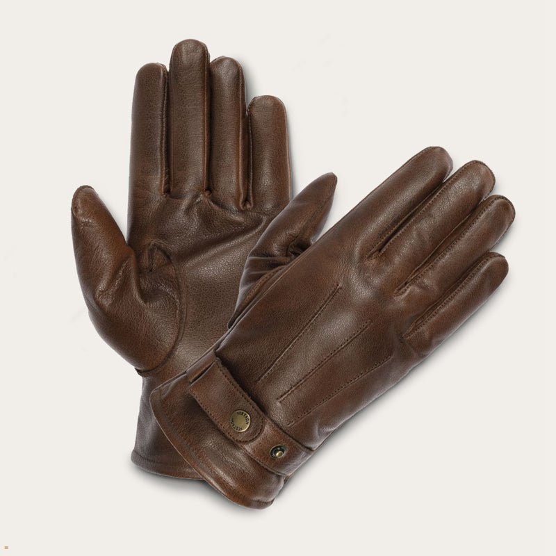 Brown Stetson Buffalo Men\'s Gloves | UK 73IRKDFHJ