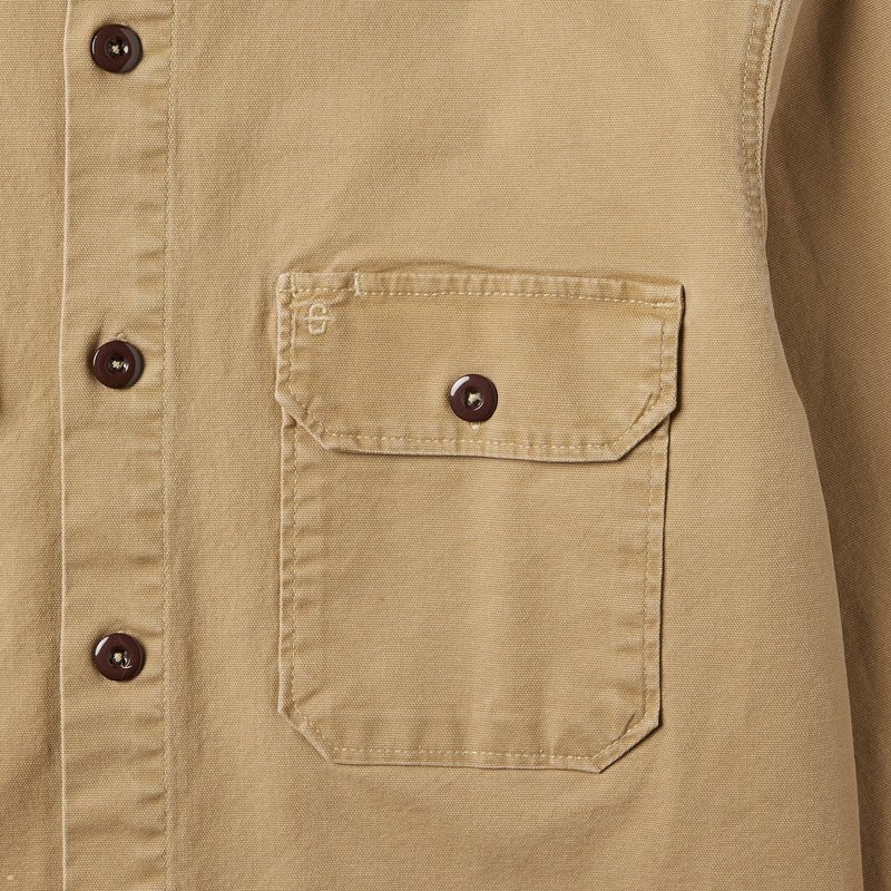 Brown Stetson Camel Stretch Canvas Shirt Men's Jackets | UK 48QRHWGSE