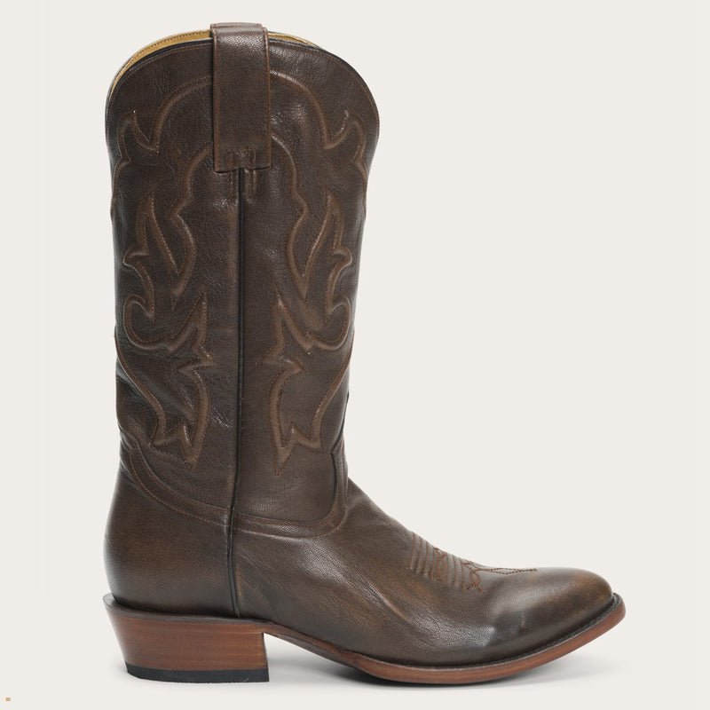 Brown Stetson Carlisle Corded Brushed Leather Men's Boots | UK 38ZQLMCDY