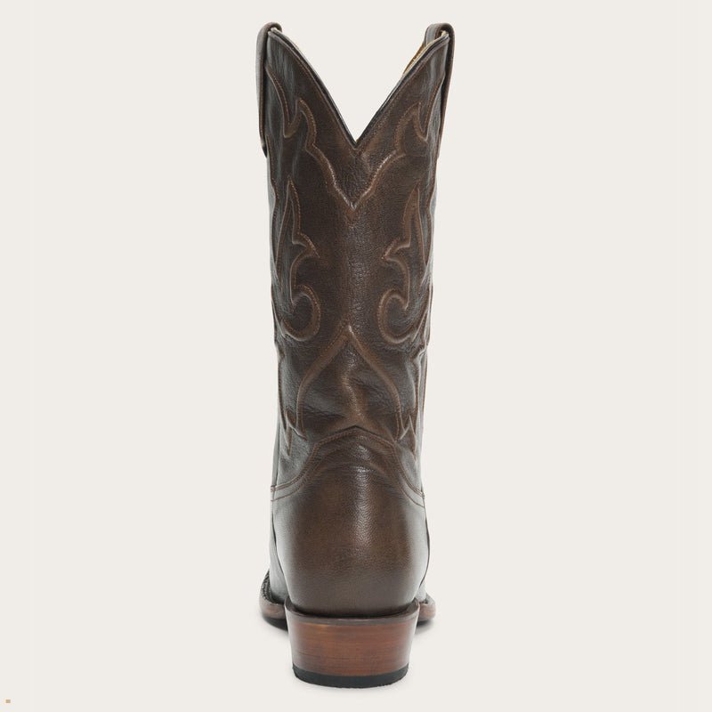 Brown Stetson Carlisle Corded Brushed Leather Men's Boots | UK 38ZQLMCDY