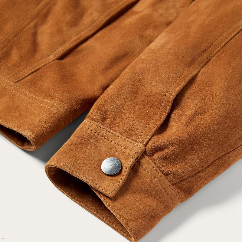 Brown Stetson Classic Suede Men's Jackets | UK 43QXZPDJI