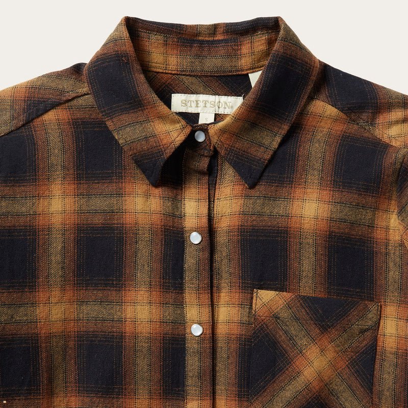 Brown Stetson Classic Western Flannel Women's Shirts | UK 25ZYTGNXA