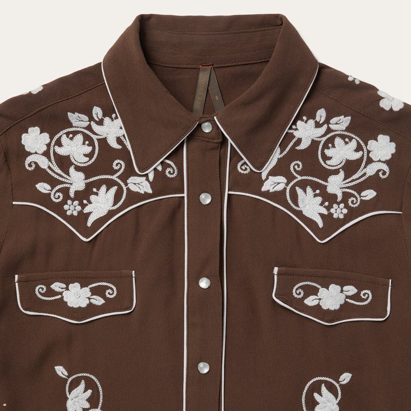 Brown Stetson Classic Western Snap Women's Blouse | UK 14WXVCTED