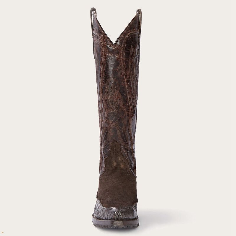 Brown Stetson Dakota Suede Teju Women's Cowboy Boots | UK 48GPDYWCN