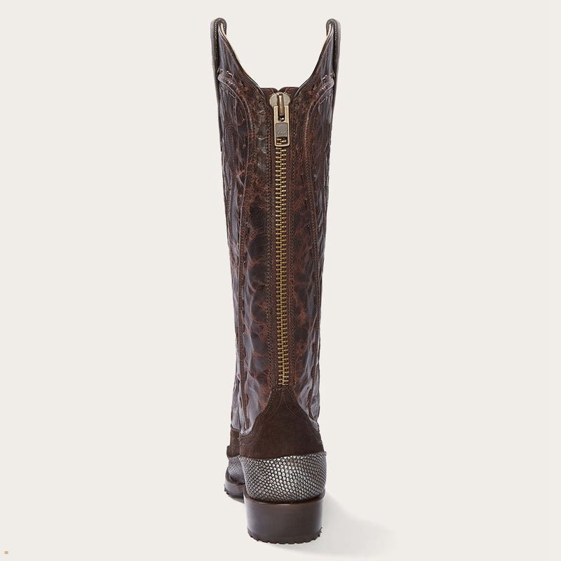 Brown Stetson Dakota Suede Teju Women's Cowboy Boots | UK 48GPDYWCN