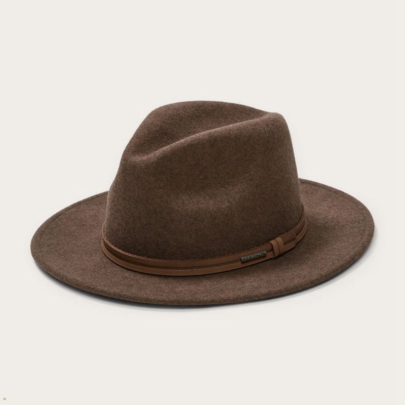 Brown Stetson Explorer Men's Outdoor Hats | UK 93LUHWOBD