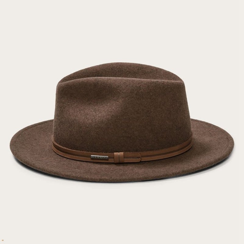 Brown Stetson Explorer Men's Outdoor Hats | UK 93LUHWOBD