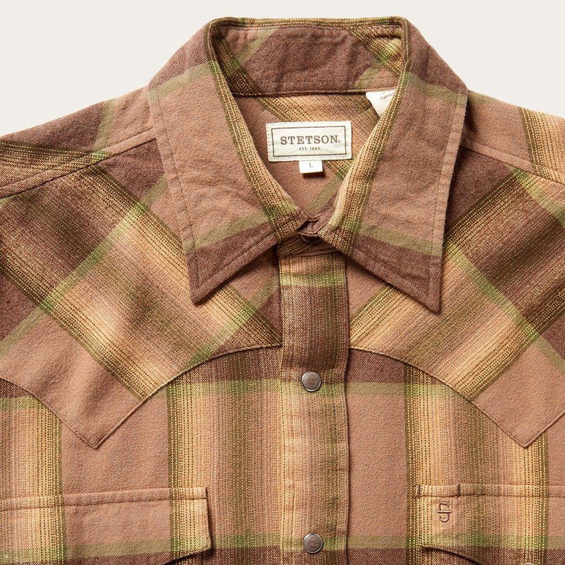 Brown Stetson Flannel Western Men's Shirts | UK 08BFPIXMY