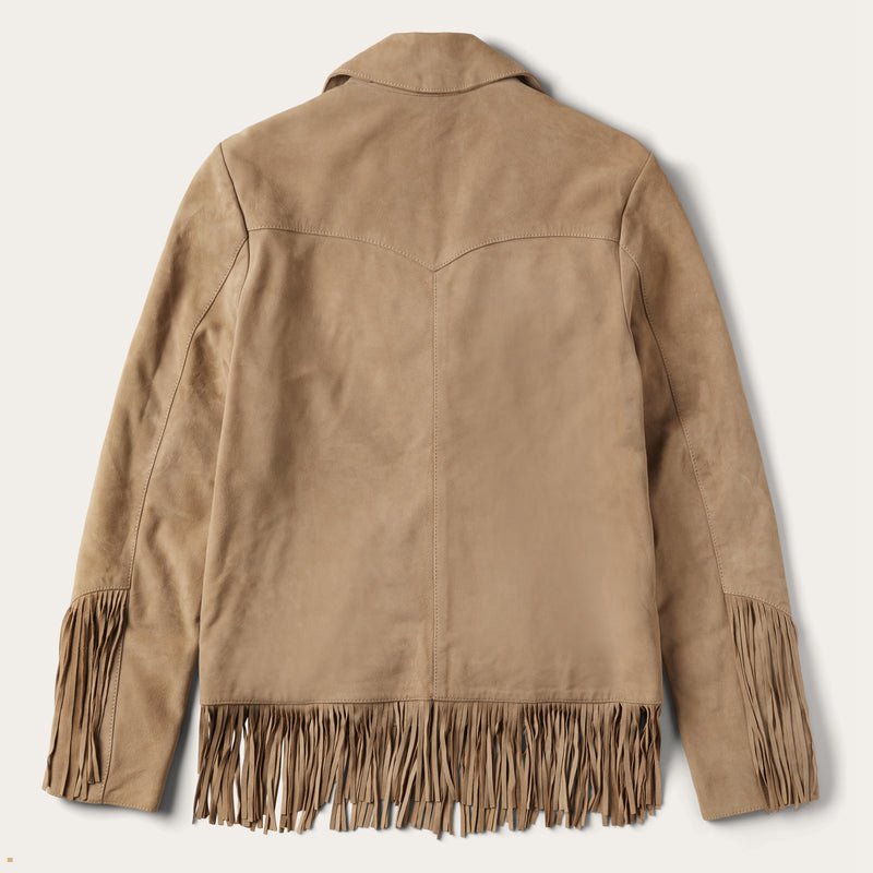 Brown Stetson Fringe Suede Women's Jackets | UK 32EUZBRJN