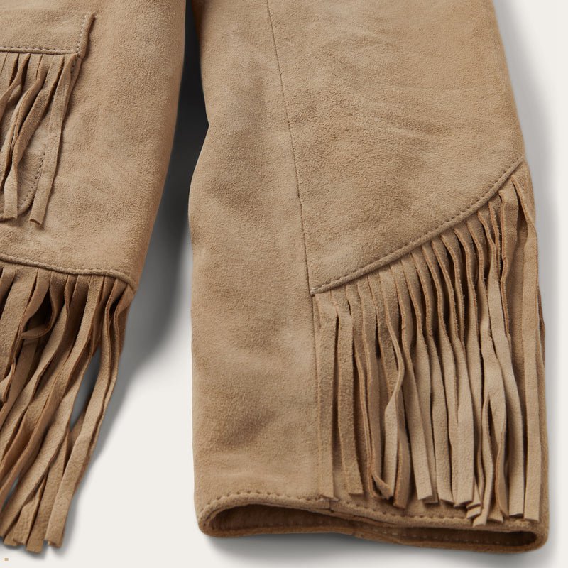 Brown Stetson Fringe Suede Women's Jackets | UK 32EUZBRJN