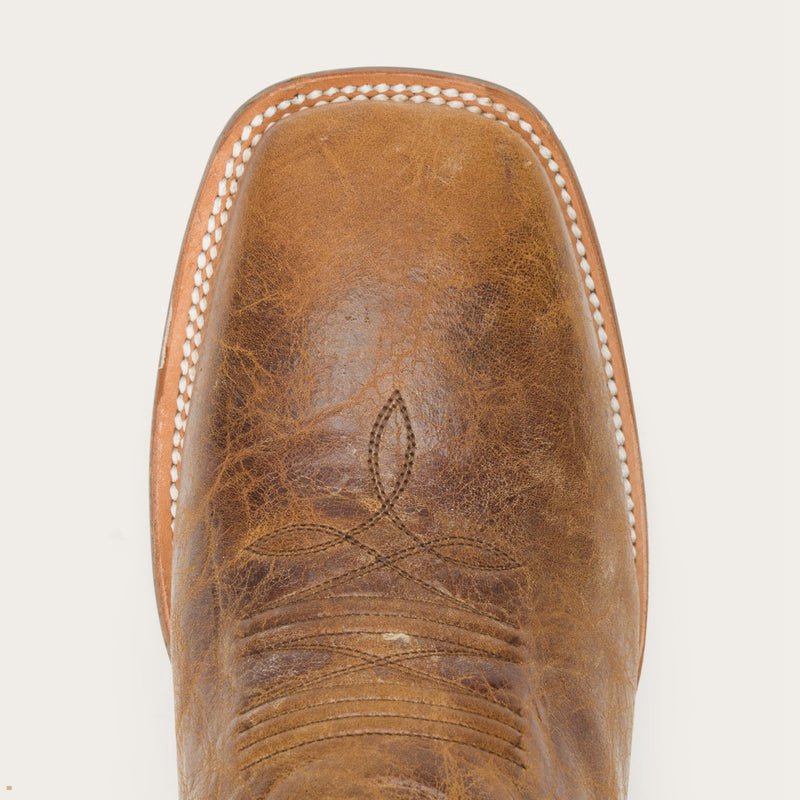 Brown Stetson Goddard Burnished Leather Men's Boots | UK 90ISUGPJC