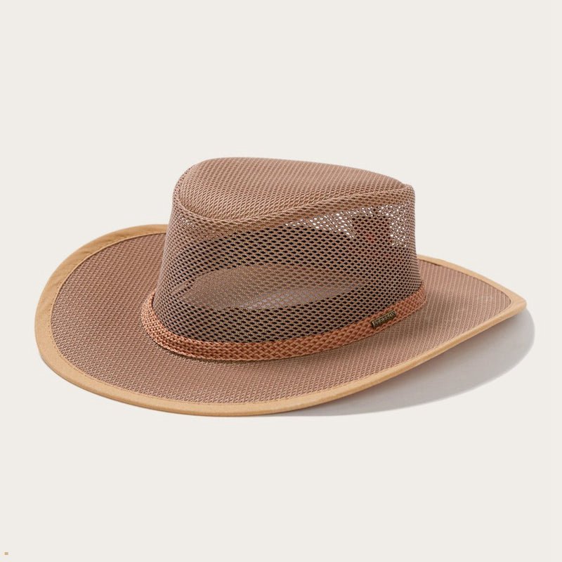 Brown Stetson Grand Canyon Mesh Safari Men's Outdoor Hats | UK 47FRBZLYA