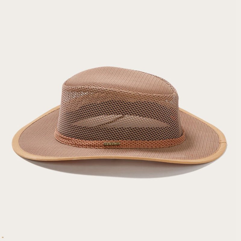 Brown Stetson Grand Canyon Mesh Safari Men's Outdoor Hats | UK 47FRBZLYA