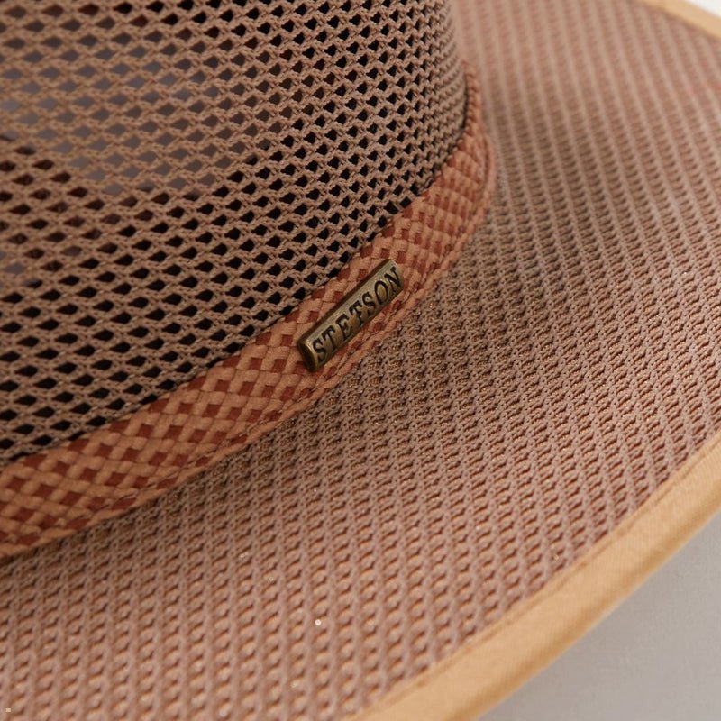 Brown Stetson Grand Canyon Mesh Safari Men's Outdoor Hats | UK 47FRBZLYA