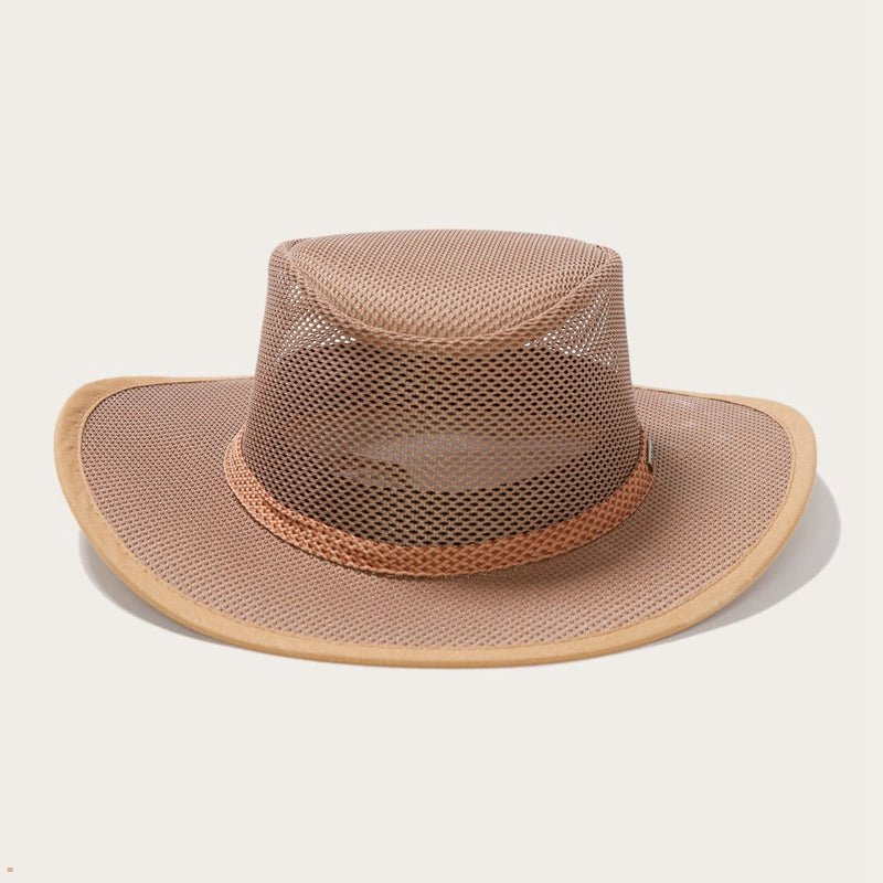 Brown Stetson Grand Canyon Mesh Safari Men\'s Outdoor Hats | UK 47FRBZLYA