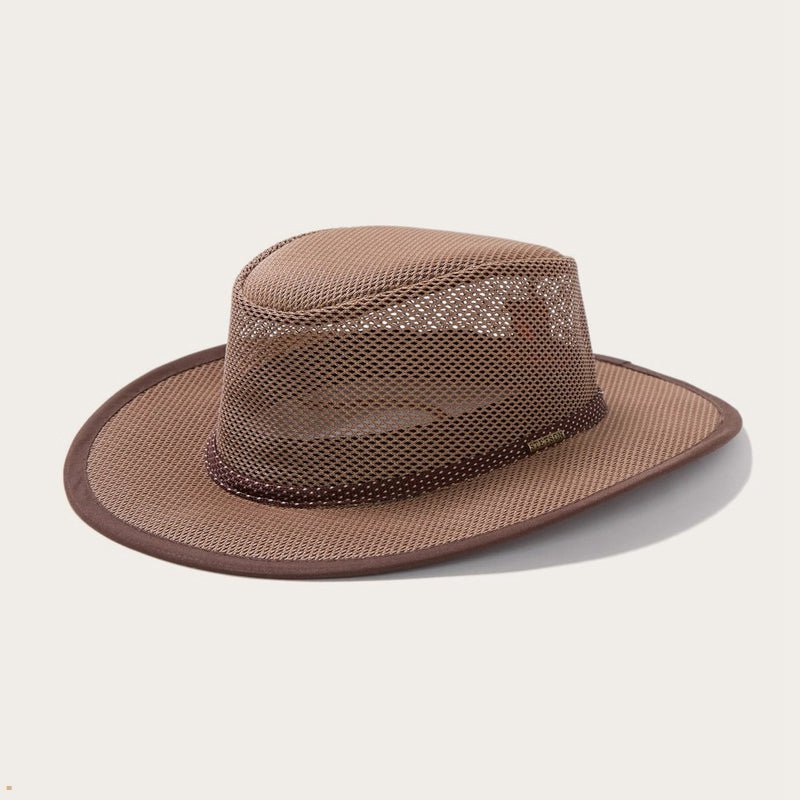 Brown Stetson Grand Canyon Mesh Safari Men's Outdoor Hats | UK 64DPSRNOY