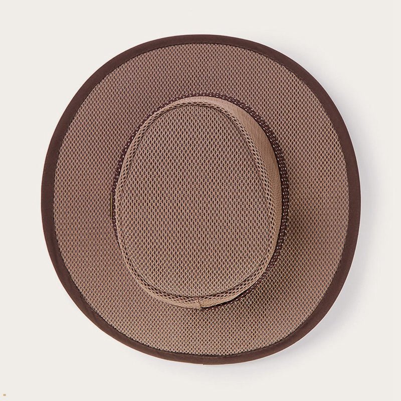 Brown Stetson Grand Canyon Mesh Safari Men's Outdoor Hats | UK 64DPSRNOY