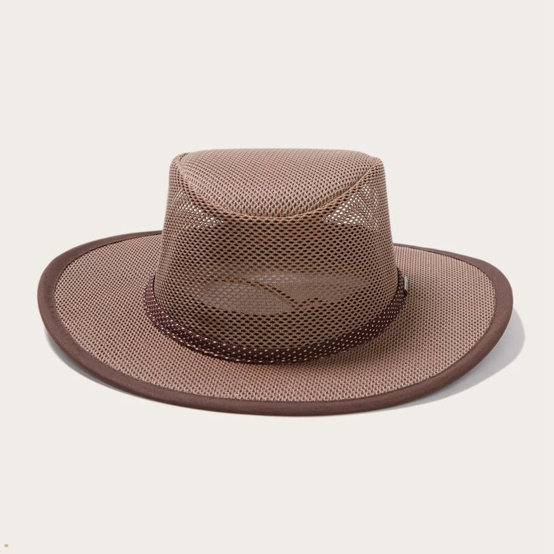 Brown Stetson Grand Canyon Mesh Safari Men\'s Outdoor Hats | UK 64DPSRNOY