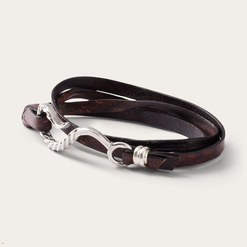 Brown Stetson Hook Leather Bracelet Women's Jewelry | UK 46DPYTQRX