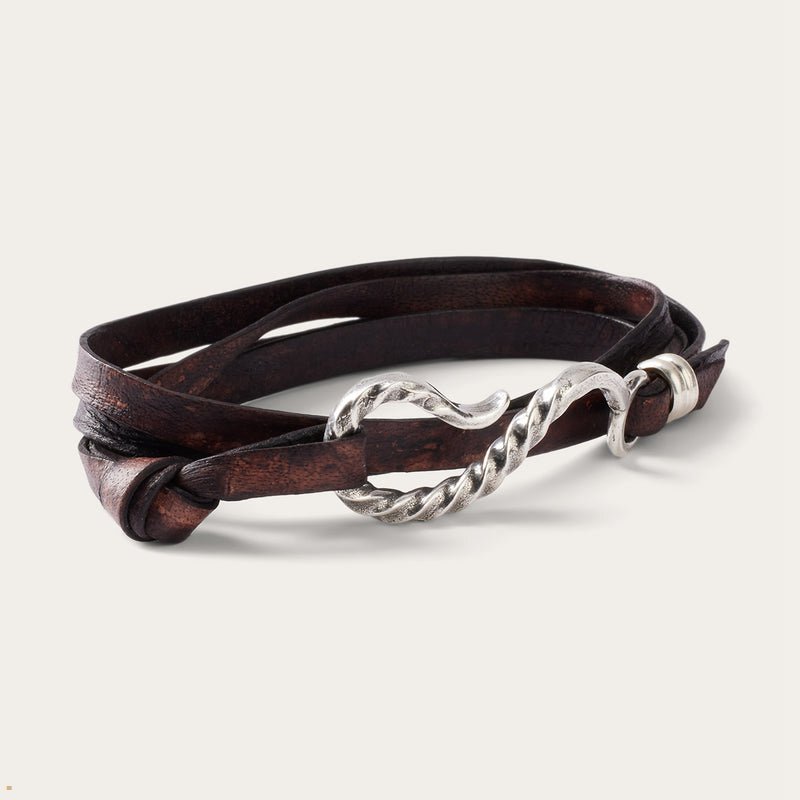 Brown Stetson Hook Leather Bracelet Women's Jewelry | UK 46DPYTQRX