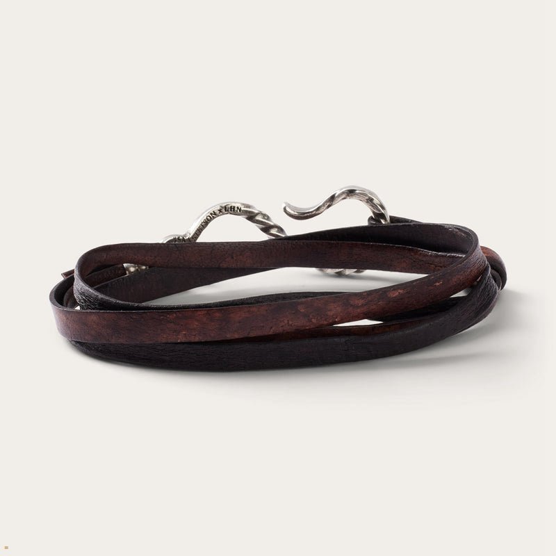 Brown Stetson Hook Leather Bracelet Women's Jewelry | UK 46DPYTQRX