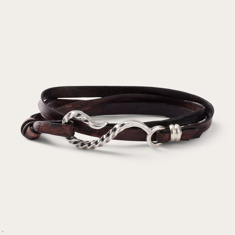 Brown Stetson Hook Leather Bracelet Women\'s Jewelry | UK 46DPYTQRX