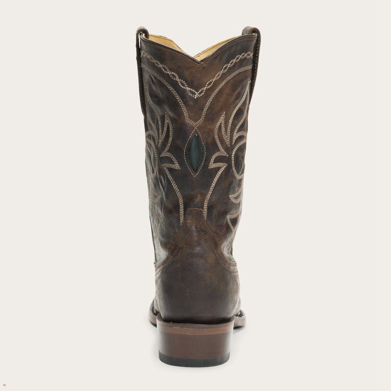 Brown Stetson Iris Mid-Calf Embroidered Women's Boots | UK 18APYGNHB