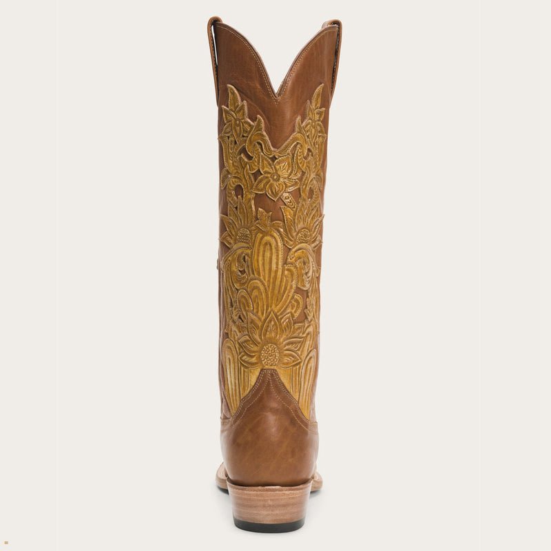 Brown Stetson Jules Hand Tooled Leather Women's Boots | UK 75PBJINDG