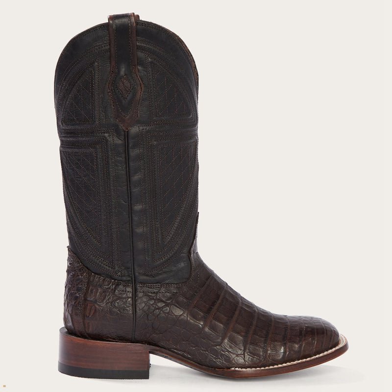 Brown Stetson Kaycee Caiman Belly Men's Cowboy Boots | UK 34DCGFUTX