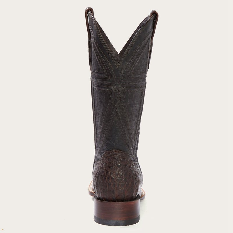 Brown Stetson Kaycee Caiman Belly Men's Cowboy Boots | UK 34DCGFUTX