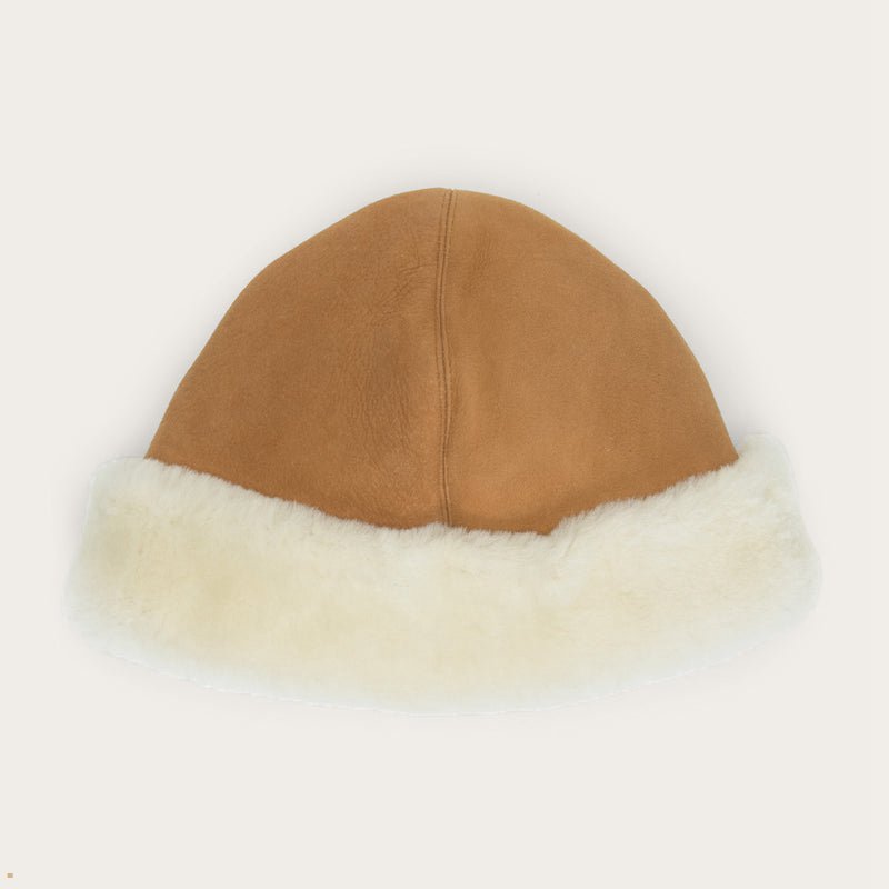 Brown Stetson Lamb Fur Men's Beanie | UK 03VFNXAMQ