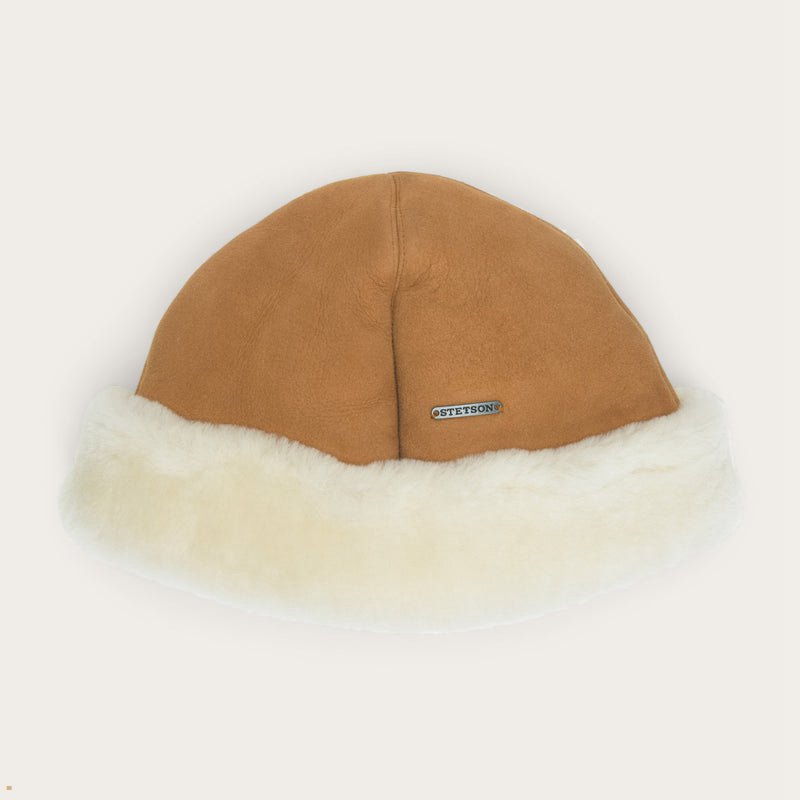 Brown Stetson Lamb Fur Men\'s Beanie | UK 03VFNXAMQ