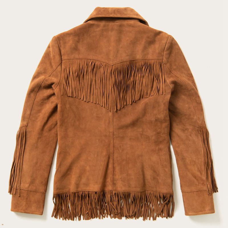 Brown Stetson Lamb Suede Fringed Women's Jackets | UK 18CBTVNLE